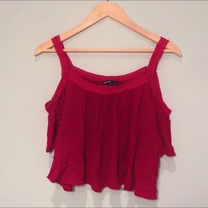 Love Culture Red Cold Shoulder Crop Top